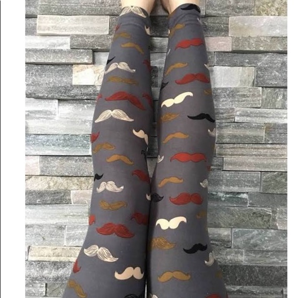 LuLaRoe Unicorn Vintage Mustache Gray Leggings